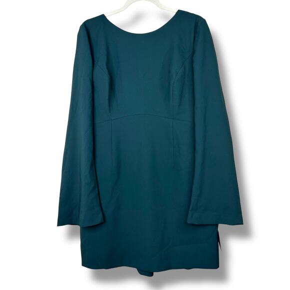 Lulus NWT Elegant Cutie Emerald Bow Bell-Style Long Sleeve Backless Mini Dress - Picture 4 of 8